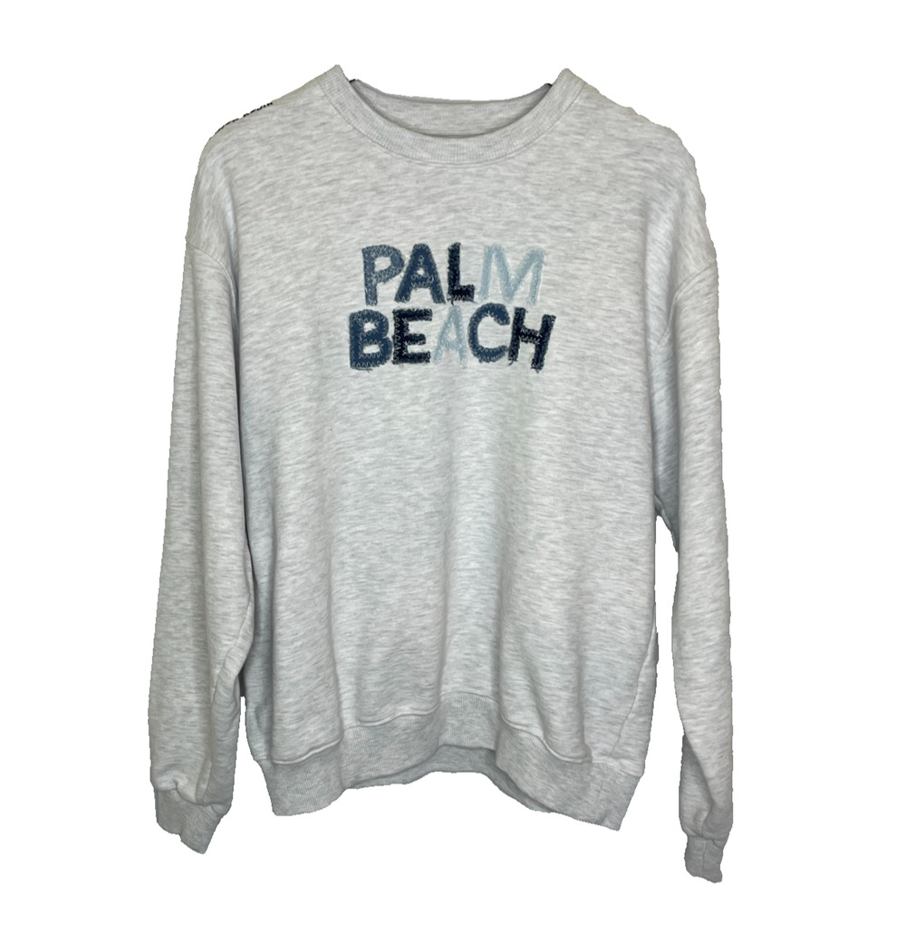 Women's Large Unemployed Denim "Palm Beach" Cotton Blend Crewneck Sweatshirt